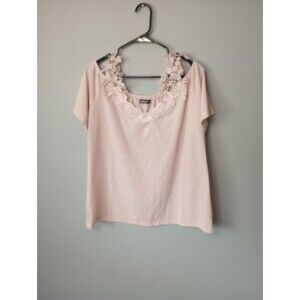 Sheily Blush Pink Lace Cold Shoulder Top Women’s Plus Size 1X